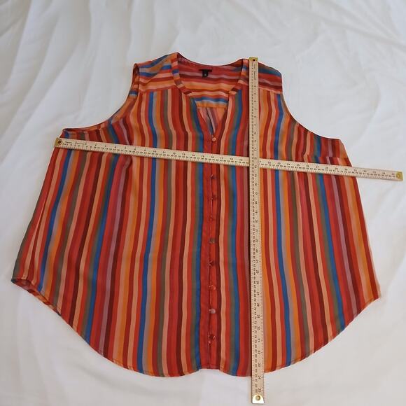 Torrid Plus 5X Rainbow Women Striped Sleeveless V-Neck Blouse Tunic Top Summer - Picture 10 of 12